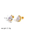 Brincos de Aço Titânio Cravejados com Diamantes para Mulheres, Estilo Levemente Luxuoso Transfronteiriço, Versáteis e Elegantes, com Sensação de Alto Padrão, Brincos de Aço Inoxidável Banhados a Ouro 18K
