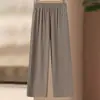 Pantalones casuales de pierna ancha, holgados, de cintura alta, elegantes, para el verano 2026, para mujeres de mediana edad y mayores, versátiles.