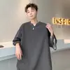 Camiseta de Manga Corta con Cuello en V Texturizado para Hombre Verano 2025 Drapada Tendencia Marca Estilo Hong Kong Talla Grande Holgada Camiseta de Media Manga Superior