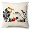 Funda de Almohada Halloween Calabaza Divertida Transfronteriza Amazon Estampado de Lino Funda Decorativa para Cojín de Sofá del Hogar