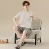 Pijama de Verano para Hombre, Algodón Puro de Manga Corta con Estampado de Dibujos Animados, Algodón Fresco para el Verano, Se Puede Usar Afuera, Conjunto de Ropa para el Hogar para Niños