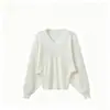 Suéter de punto de manga murciélago con cuello en V estilo perezoso para mujer, nueva colección otoño/invierno, corte holgado, efecto adelgazante, versátil para capas, top de otoño