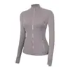 Jaqueta LU com gola alta e zíper dourado, casaco esportivo de manga longa, top de alta elasticidade slim-fit para corrida, fitness e yoga para mulheres
