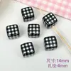 Cubo A cuadros de Dibujos Animados Acrílico con Agujero Recto de Cuentas Pulsera a Cuadros Colgante para Teléfono Goma para el Cabello Accesorios de Joyería DIY