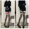 Liguero Blanco Puro Sexy de Encaje Calcetines Blancos de Seda Hasta la Rodilla para Mujer Calcetines de Seda Negra Transparente Ultrafinos con Núcleo Antideslizante de Seda