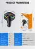 Reproductor MP3 Bluetooth para Coche Llamada Manos Libres Reproducción de Tarjeta Plug-in de Disco U Transmisor FM para Coche Luz Ambiental Colorida