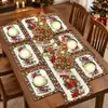 Venda Quente Transfronteiriça Jogo Americano Caminho de Mesa Tema de Natal Atmosfera Festiva Decoração Jogo Americano à Prova de Manchas Jogo de Mesa Caminho de Mesa Em Estoque