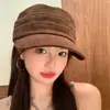 Boina Retro Japonesa Color Café para Mujer 2025 Nuevo Estilo Adelgazante Versátil Boina para Cabeza Grande Sombrero de Artista Moderno