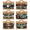 Pulsera de Cowboy del Oeste Nuevo Transfronteriza Personalizada en Forma de U Cactus Sombrero de Vaquero Pulsera Elástica con Perlas Turquesas