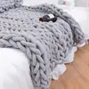 Nova Manta de Lã Chenille Estilo Ins Transfronteiriço Feita à Mão, Manta de Tricô, Manta Tecida com Fio Grosso, Cobertor para Sofá
