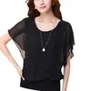 Nueva Camisa de Gasa Coreana de Verano para Mujer, Ropa de Mujer de Talla Grande con Manga Corta, Top de Gasa Batwing Adelgazante, Camisa Base