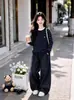 Conjunto de punto de otoño para niñas 2026 estilo nuevo, cárdigan a rayas casual y jeans de pierna ancha conjunto de dos piezas para niños mayores
