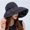 Sombrero de Sol para Mujer Estilo Coreano Cubre Rostro Pegamento Negro Verano Ala Grande Sombra Playa Ala Grande Parte Superior Abierta Plegable Sombrero de Pescador