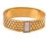Pulsera de Acero de Titanio Estilo Francés con Baño de Oro, Textura de Panal Geométrico Vintage, Diseño Personalizado de Diamantes Microincrustados, Joyería con Patrón Geométrico
