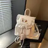 Mochila Nueva Dulce Linda de Encaje a Cuadros para Primavera/Verano 2025 Bolso de Hombro Esponjoso con Volantes para Mujer Bolso Cruzado
