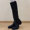 Botas de Equitação de Cano Alto com Salto Grosso Retrô para Mulheres 2026 Novo Outono/Inverno Versátil Bico Redondo Emagrecedor Longas Acima do Joelho