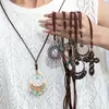 Colar Longo Artesanal Mais Vendido Globalmente Estilo Boêmio Pingente de Flor com Franja Estilo Étnico Colar Retrô