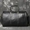 Bolsa de Viagem Popular para Homens em Couro Genuíno para Comércio Exterior, Bolsa de Viagem Transversal de Couro de Búfalo, Bolsa de Fitness de Grande Capacidade