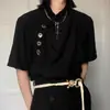 Yohji Yamamoto Camisa de Manga Corta con Diseño Asimétrico Estilo Likaire Nueva Camisa Chinoiserie Fina de Verano para Hombre