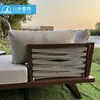 Móveis de Exterior Pátio Jardim Lazer Sofá de Corda B&B ao Ar Livre Vila Design Imitação Madeira Cama Combinação Mesa de Centro