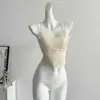 Sexy camisola de encaje con copas para mujer, top tubo francés hot y seductor con espalda hermosa, adecuado como capa interior, top blanco puro y deseable