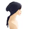 Nuevo Sombrero con Hiyab de Lino Cristalino de Color Sólido con Cuatro Rayas y Cola Larga de Amazon para Mujer con Cinta
