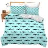 Funda de edredón con estampado digital de tiburón de dibujos animados transfronteriza, juego para decoración de dormitorio, juego de ropa de cama de animal marino