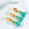 Colgante de Borla Estilo Chino Oro Antiguo Incrustado Jade Cristal Agujero Pasante Cuentas Espaciadoras Pulsera de Gota de Aceite DIY Collar de Cuentas