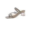 Hermosas sandalias y pantuflas de estilo francés con lazo y diamantes de imitación para mujer, verano 2025, nuevas sandalias de tacón alto con punta abierta estilo hada.