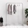 Arara de chão para loja de roupas em aço inoxidável, ilha central simples para pendurar roupas, prateleiras para loja de roupas masculinas, femininas e infantis, barra única, pendurador lateral