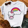 Hello Kitty 2025 Nuevo Cómic Ropa Y2K Anime Japonés Camiseta de Algodón para Mujer Verano Deportes al Aire Libre
