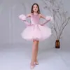 Vestido Rosa Estilo Princesa Ballet para Niñas Diseño Transfronterizo de Pasarela Floral Infantil Vestido Halter