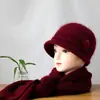 Conjunto de Gorro y Bufanda de Lana Otoño e Invierno para Adultos Mayores Elegante y Versátil Forro Polar Cálido Terciopelo de Ardilla Gorro de Punto para Mujer