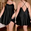 Novos Pijamas Casuais Simples Yaoting Europeus e Americanos de Tamanho Grande em Seda de Gelo Cor Lisa para Verão com Alcinha Roupas de Casa Sq22148