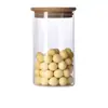 Pote de Vidro Selado do Fabricante, Pote Transparente de Armazenamento para Cozinha, Tampa de Bambu, Pote de Vidro de Grau Alimentício, Pote de Armazenamento Selado à Prova de Umidade