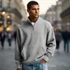Sudadera de manga larga de color sólido pesado nueva, con cuello alto, europea y americana transfronteriza, para hombre, simple, a la moda, casual, deportiva, versátil, ropa para hombre