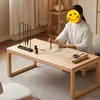 Mesa de Té de Madera Maciza Shunyi Muebles Estilo Zen Chino Nuevo Mesa de Café de Tronco Mesa Kang Tatami Japonés Mesa de Té para Sala de Estar del Hogar