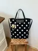 Bolsa de Lona Retro de Lunares Bloques de Color de Nicho Coreano para Mujer Verano 2026 Nueva Bolsa Grande de Hombro Cruzada
