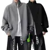 Suéter Cardigan Grande Popular Europeu Transfronteiriço Masculino Cor Sólida Jaqueta com Zíper Popular Fábrica Atacado