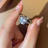 Ebay Amazon Nuevo Moda Elegante Europeo y Americano Circonita Oro Blanco Anillo Moda Japonesa y Coreana Estilo Anillo de Compromiso