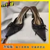 Moda de Verano 2026 Versátiles Cómodas Elegantes Punta Puntiaguda Moño Tacón Alto Mules Bajos para Mujer