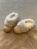 Pantuflas Retro de Plataforma sin Cordones para Mujer 2026 Nuevos Zapatos de Invierno de un Solo Paso de Piel tipo Birkenstock con Forro Polar para Calidez Zapatos de Algodón