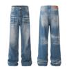 OREETA Jeans Lavados Retro Cat's Crease 2024 Marca de Moda Pierna Recta Pierna Ancha Jeans High Street