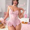 Nuevo Conjunto de Lencería Sexy de una Pieza de Amazon, Conjunto de Lencería Sexy de Encaje Europeo y Americano, Lencería Sexy de una Pieza Rosa