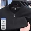 Moda Transfronteriza para Hombre Sudadera Cálida con Cremallera Invierno Nuevo Felpa Gruesa Manga Larga Camiseta Capa Base Hombre