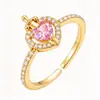 Anillo Mariposa Abierto Ajustable de Circonia Venta Caliente Europea y Americana Anillo de Dedo Flor Dulce Lindo para Mujer Chapado en Cobre Oro Real 18K