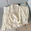 Pijama de Gaze de Algodão com Bojo para Mulheres Modelo Dachshund 2026 Novo Conjunto de Três Peças para Primavera, Outono e Verão
