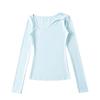 Desejo Puro Outono e Inverno Nova Spice Girls Base de Cushion com Efeito Natural Clavícula Manga Longa Camiseta Design Moderno Slim-fit Afinando Camiseta Base Top