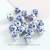 Cerâmica azul fofa pequena concha quadrada contas diy feito à mão colar pulseira material contas soltas