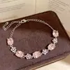 Brilho Floral~Pulseira de flor de zircônia estilo coreano, toque de luxo leve e alta qualidade, design único, joia de temperamento nicho para mulheres